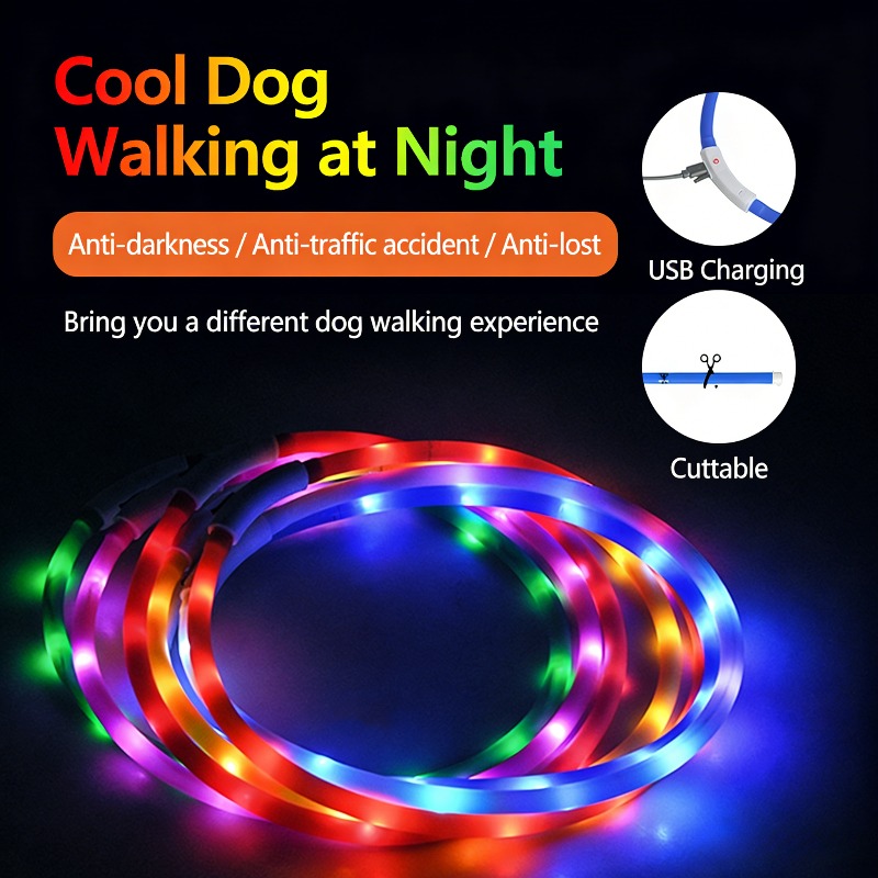 Led Dog Collar Glowing Rechargeable Usb - USB Rechargeable LED Dog Collar Night