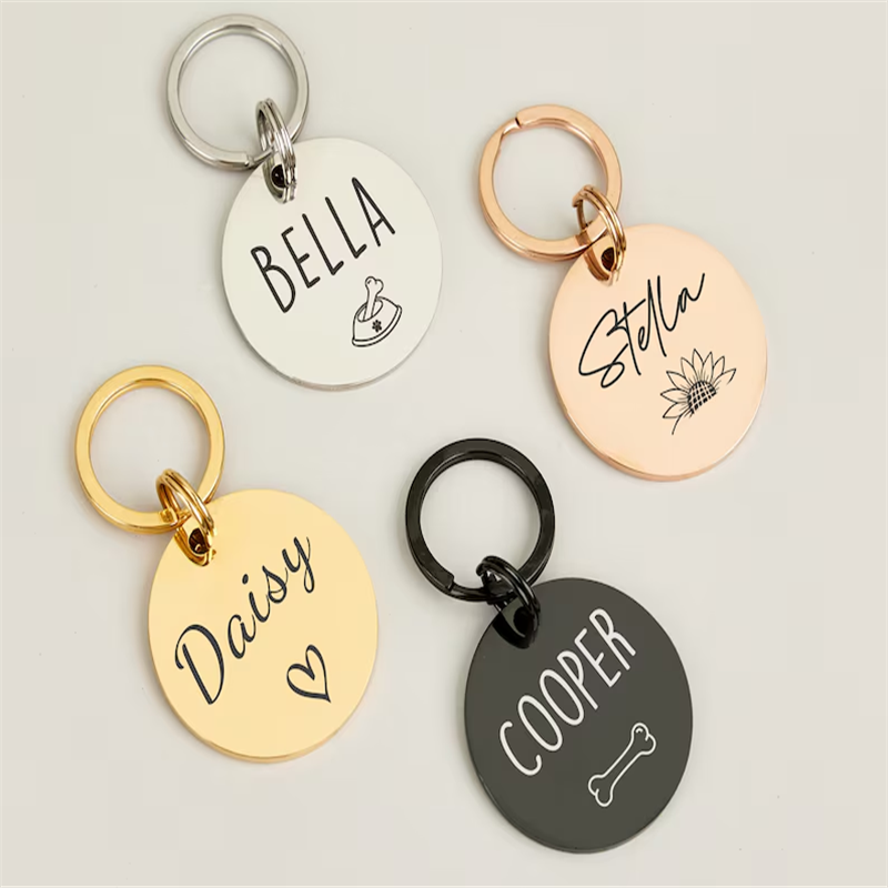 Reflective Dog Collar Personalized Engraved - Customized Double-Sided Engraved Pet ID Tag