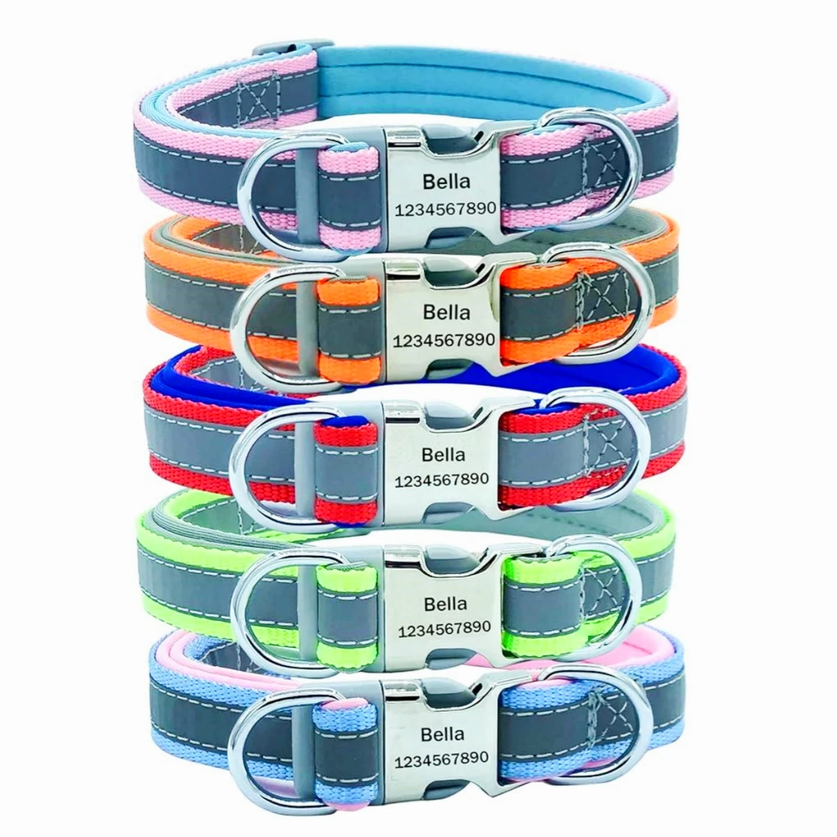 Reflective Dog Collar Personalized Engraved - Adjustable Reflective Personalized Dog Collar Free