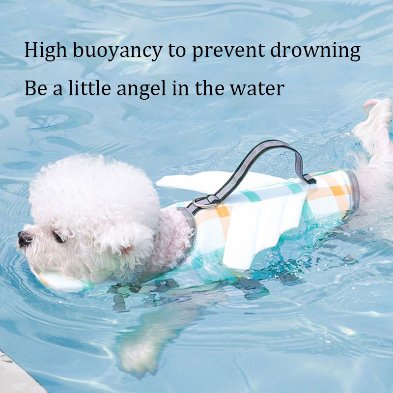 Dog Life Jacket Vest Buoyancy Handle - Plaid Dog Life Jacket High Buoyancy