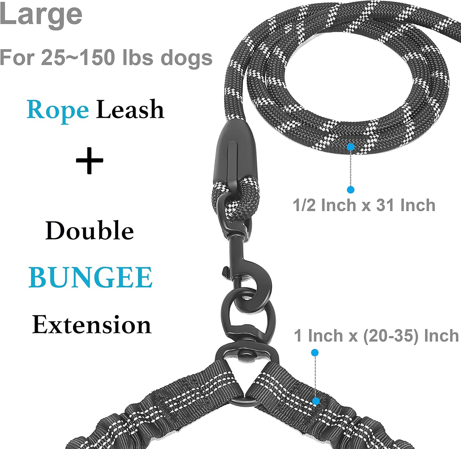 Dual Dog Leash, Double Dog Lea - đánh giá và giá Bungee Dog Leash Shock Absorbing