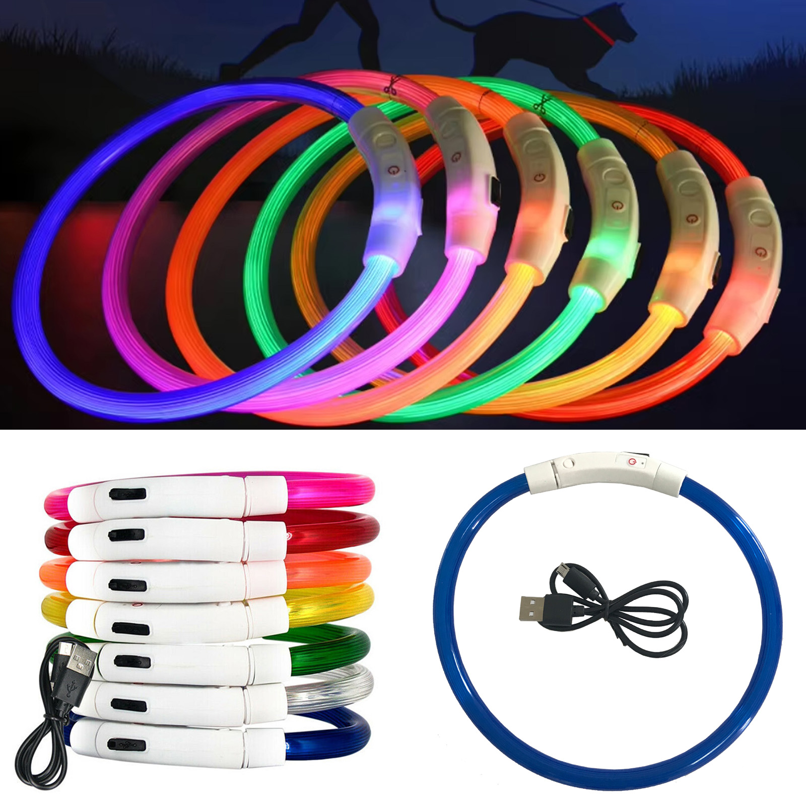 Led Glowing Dog Collar Safety  - đánh giá và giá Led Dog Collar Glowing Rechargeable Usb
