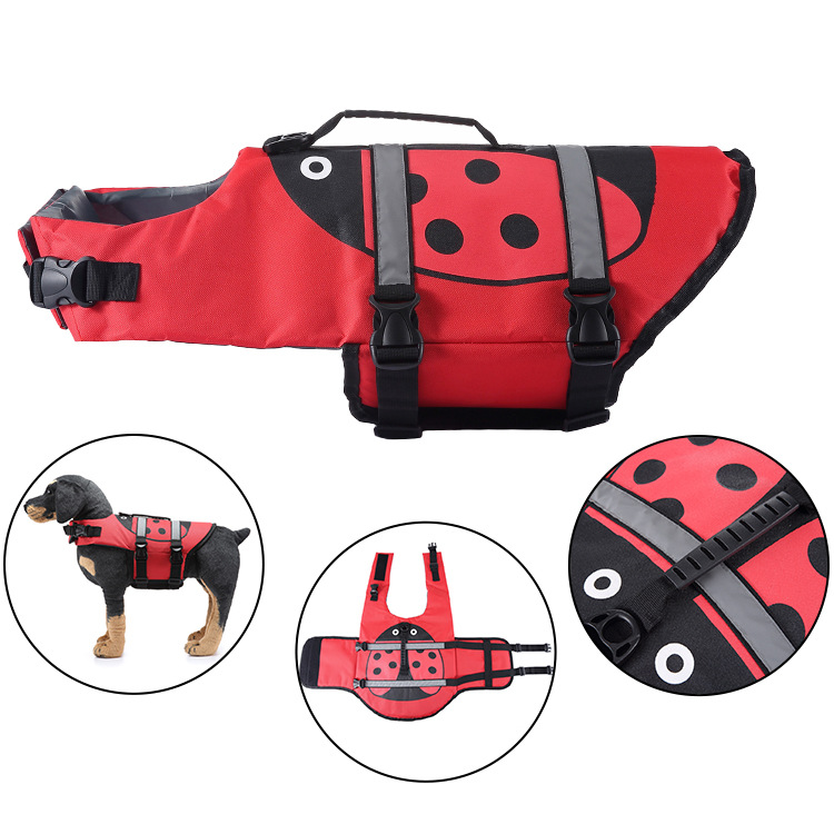 Dog Life Jacket Ladybug High B - đánh giá và giá Dog Life Jacket Vest Buoyancy Handle
