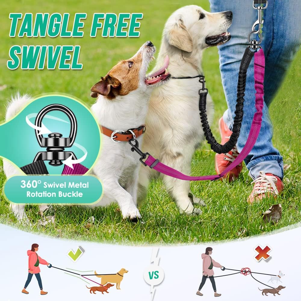 Two Dog Lead, 2 in 1 Upgraded  - đánh giá và giá Bungee Dog Leash Shock Absorbing