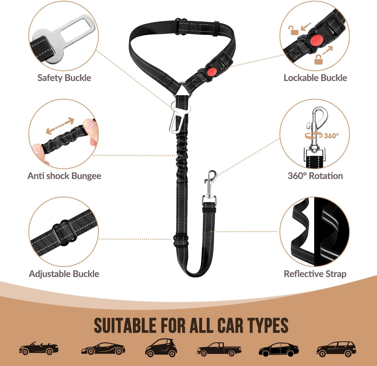 Dog Safety Tether Dog Seat Bel - đánh giá và giá Dog Seat Belt Harness Safety Tether