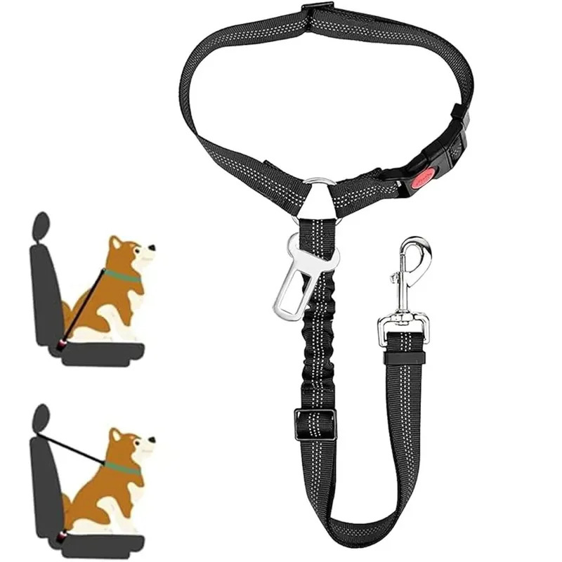 2-in-1 Adjustable Reflective D - đánh giá và giá Dog Seat Belt Harness Safety Tether