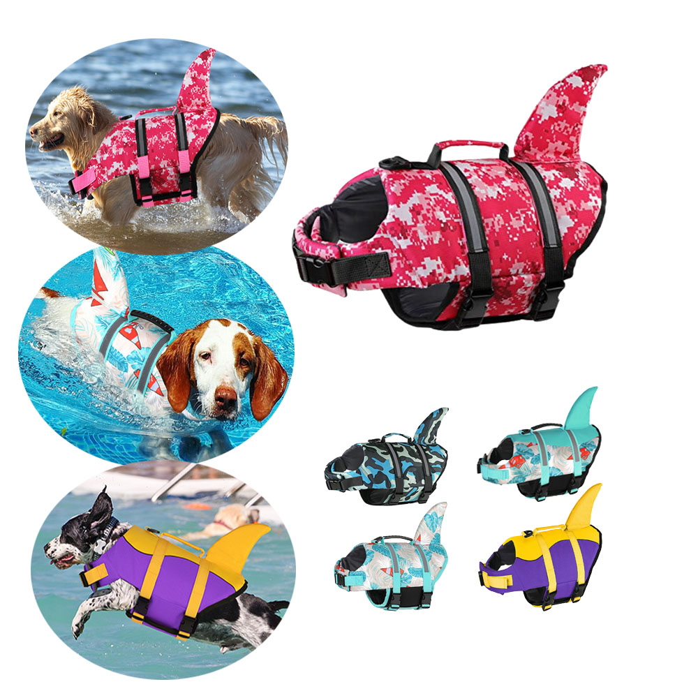 Dog Life Jacket Shark Ripstop  - đánh giá và giá Dog Life Jacket Vest Buoyancy Handle