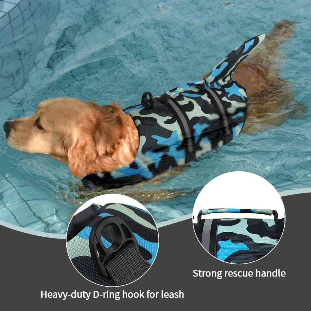 Dog Life Jacket Shark Ripstop  - đánh giá và giá Dog Life Jacket Vest Buoyancy Handle