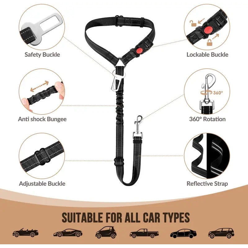 Dog Seat Belt for Car 2-in-1 P - đánh giá và giá Dog Seat Belt Harness Safety Tether