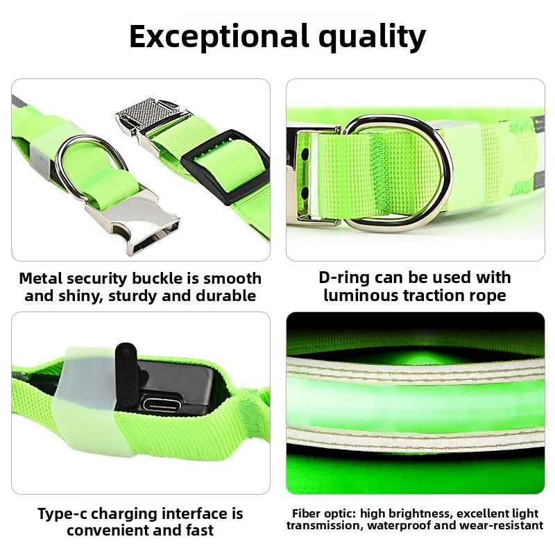 LED Fiber Optic Glowing Dog Co - đánh giá và giá Led Dog Collar Glowing Rechargeable Usb