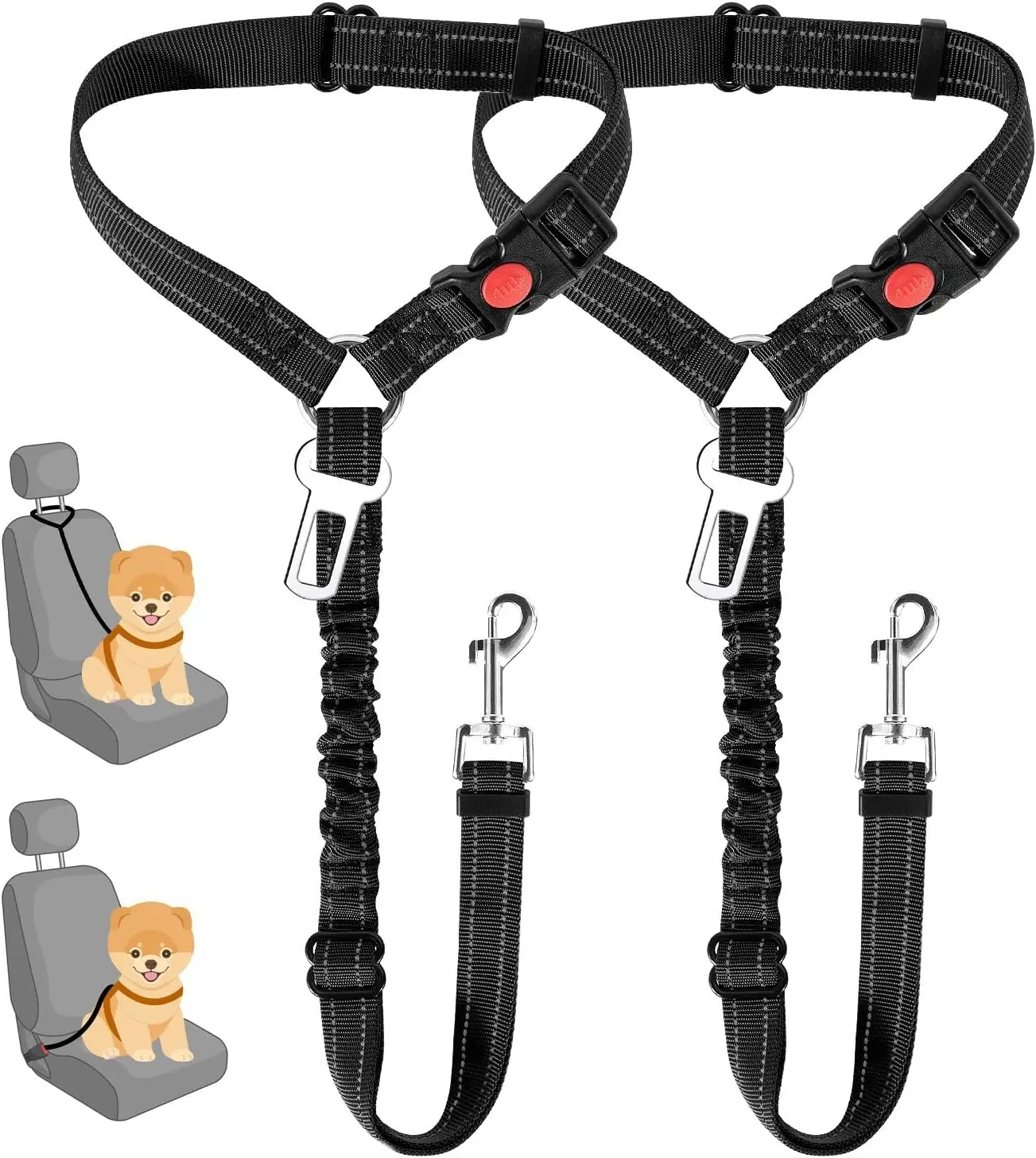 Dog Car Seat Belt, 2-in-1 Pet  - đánh giá và giá Dog Seat Belt Harness Safety Tether