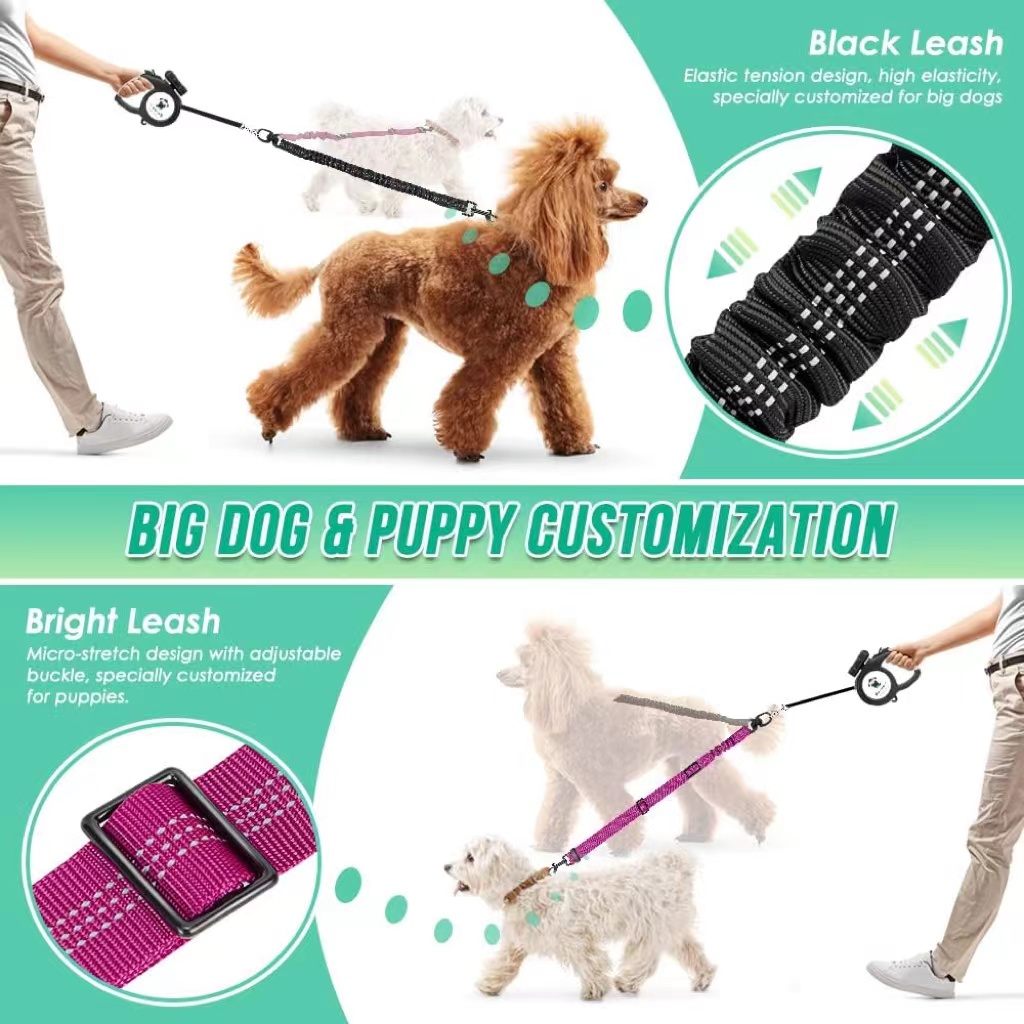 1.6ft Long Dual Dog Leash Atta - đánh giá và giá Bungee Dog Leash Shock Absorbing