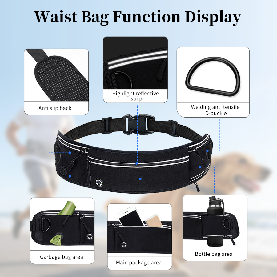 Foldable Reflective Dog Leash  - đánh giá và giá Hands Free Dog Running Leash Waist Belt