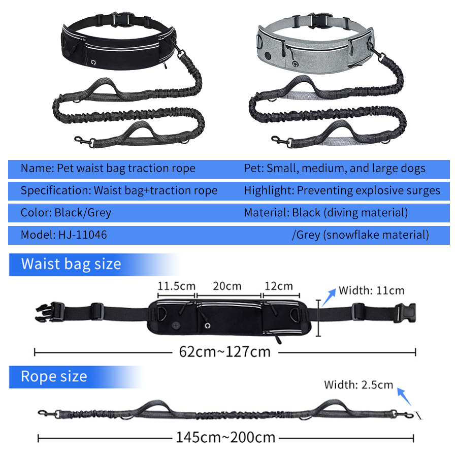 Foldable Reflective Dog Leash  - đánh giá và giá Hands Free Dog Running Leash Waist Belt